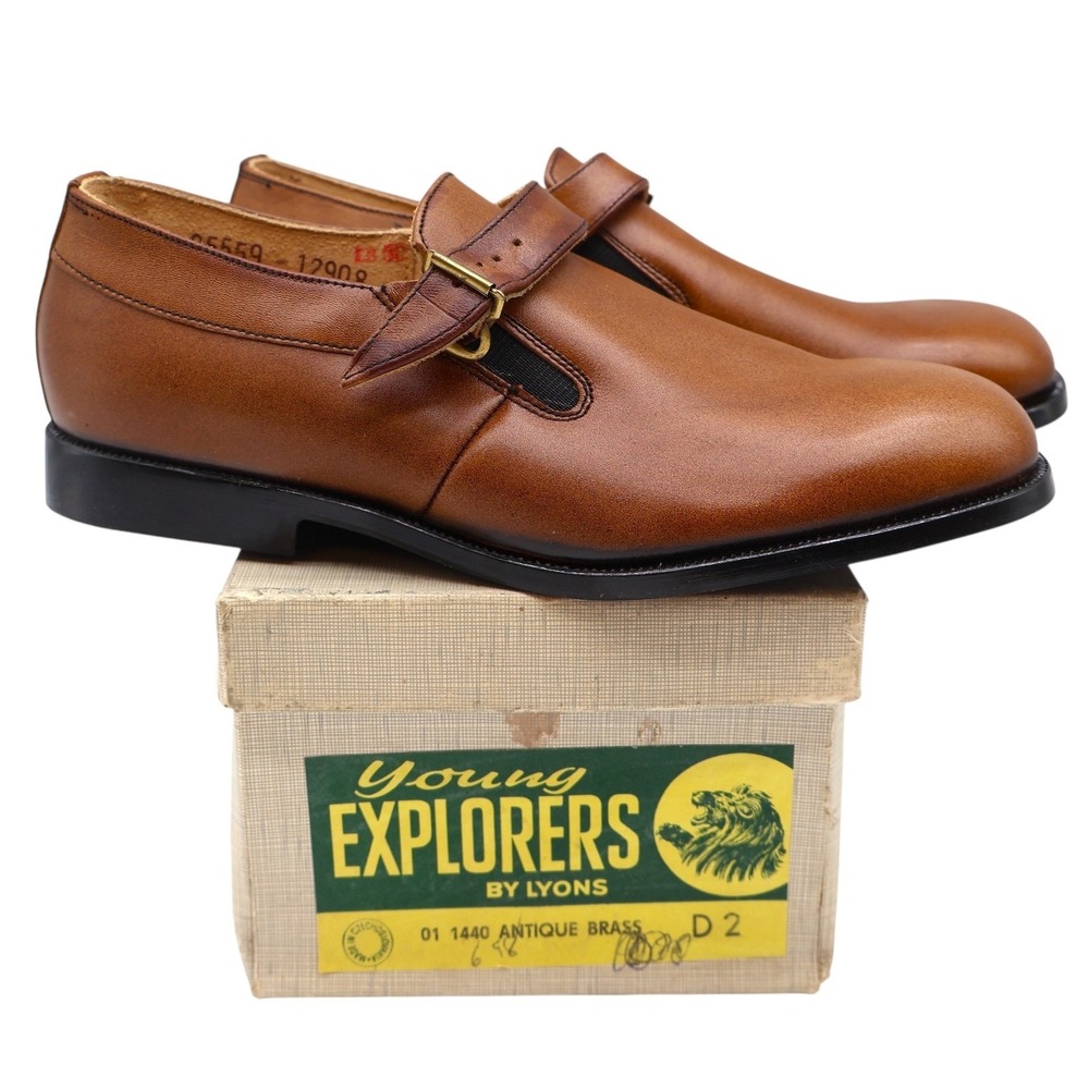 Young Explorers by Lyons Boys 13.5 Vintage Deadstock Leather Monk Strap Loafers